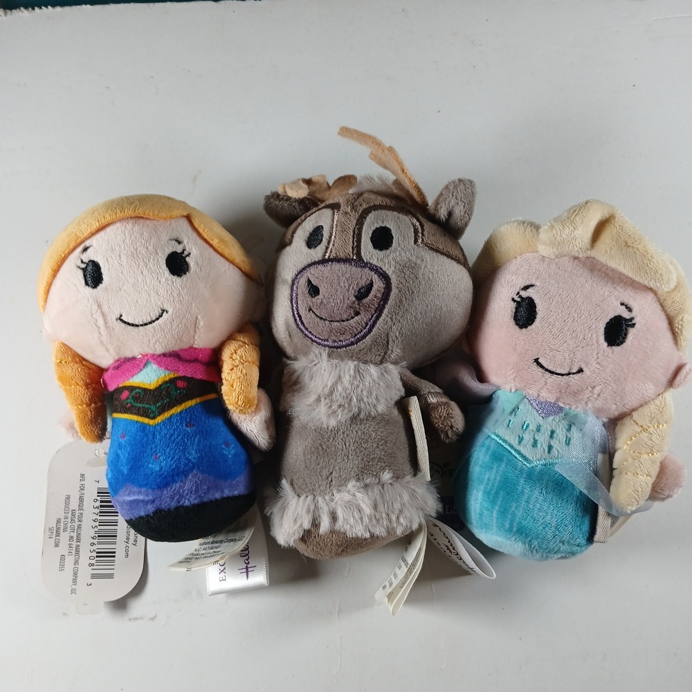 Hallmark Itty Bittys Plush Kids 4" Disney Bundle Frozen Anna Elsa Sven Lot